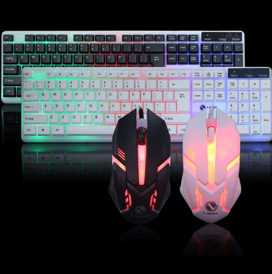 Backlit keyboard and mouse